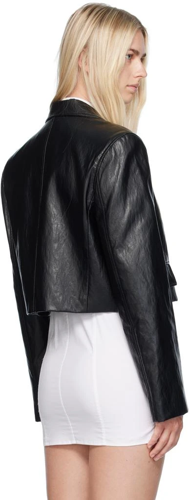 Recto Black Cropped Faux-Leather Jacket 3