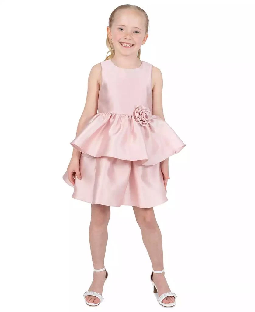 rare editions lace bodice dress Rare Editions Silver Floral Lace Bodice w/ Glitter Mesh Drop Waist
