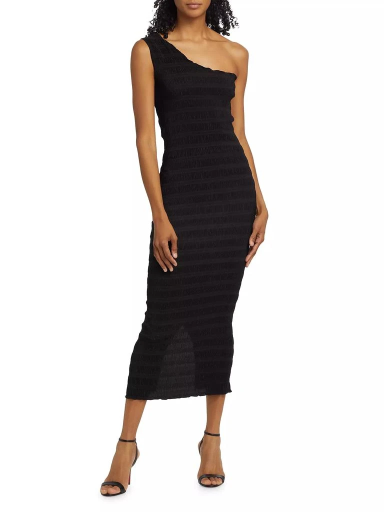 L'Idée Gigi Satin One-Shoulder Midi-Dress 3