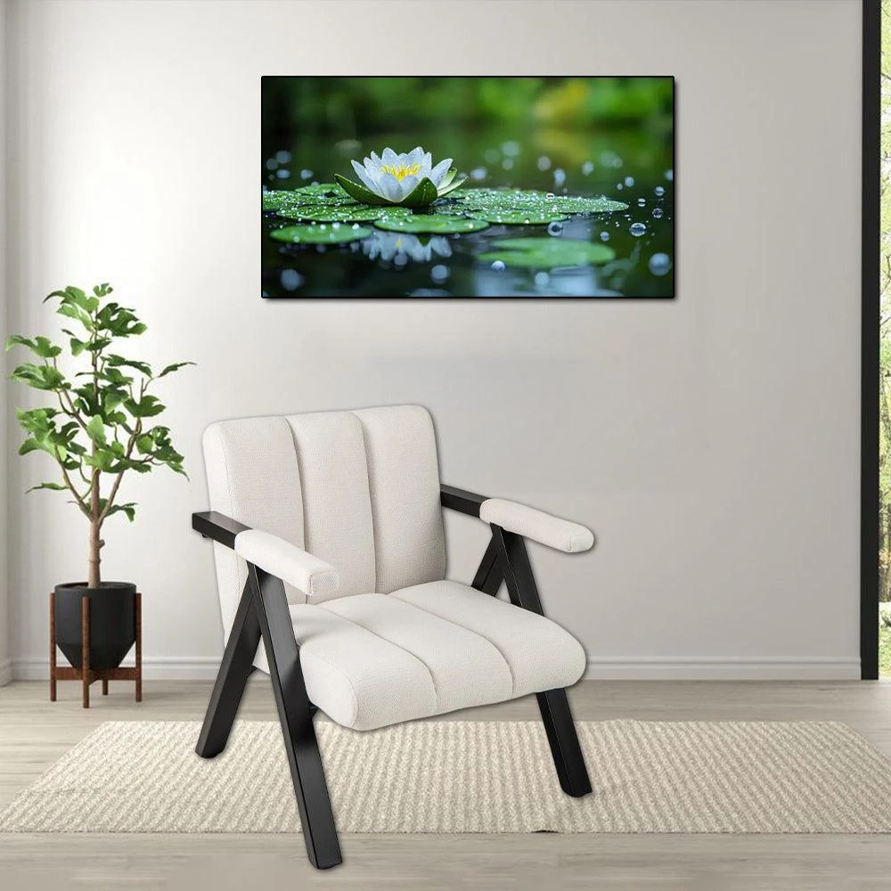 Hivvago Large Modern Armchair with Metal Frame and Comfortable Armrests