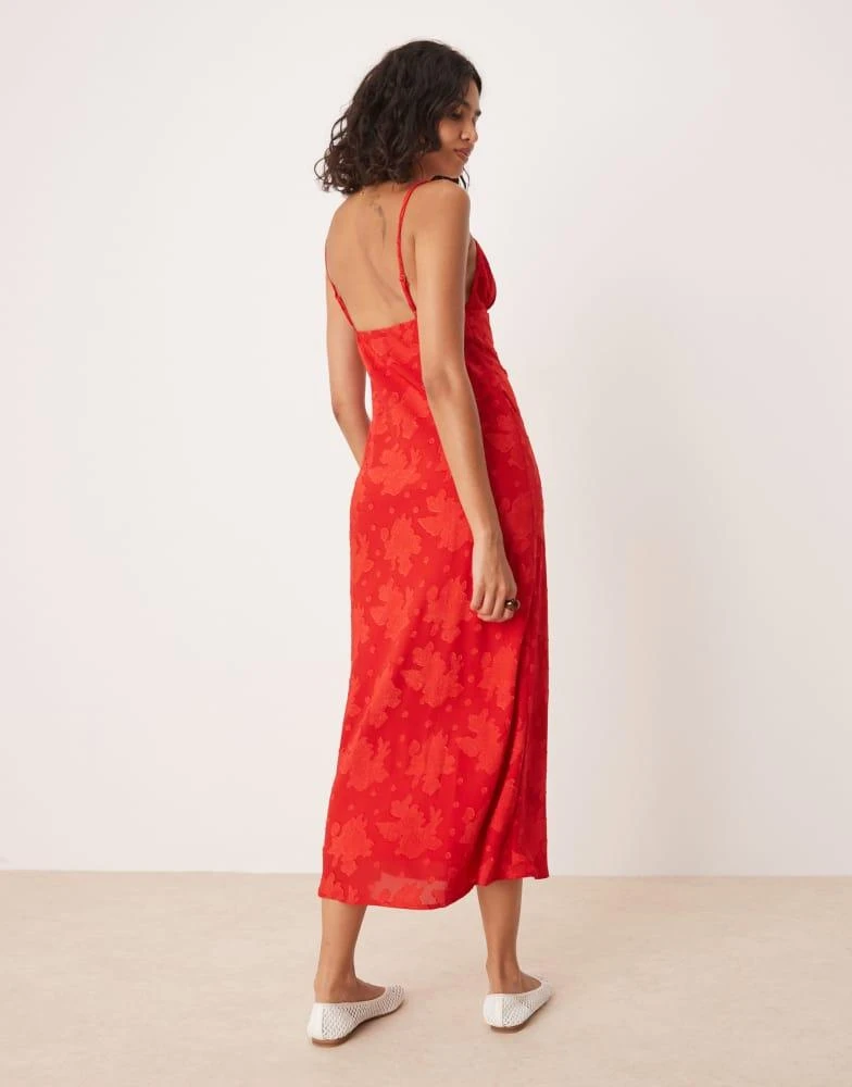 Kiss The Sky Kiss The Sky jacquard sleeveless maxi dress in red 4