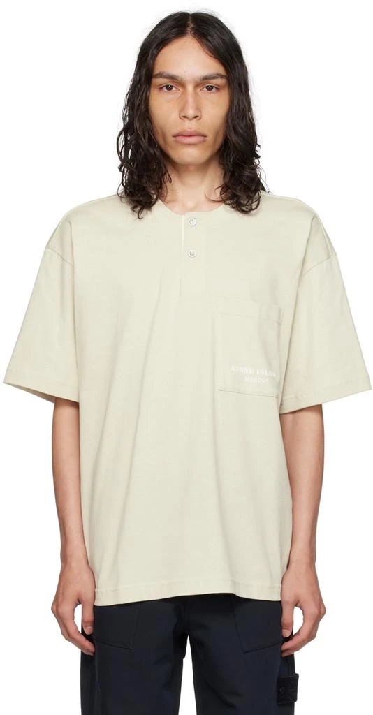Stone Island Beige Printed Henley 1