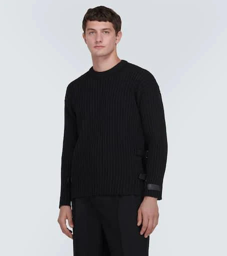 Versace Leather-trimmed knit wool sweater 3
