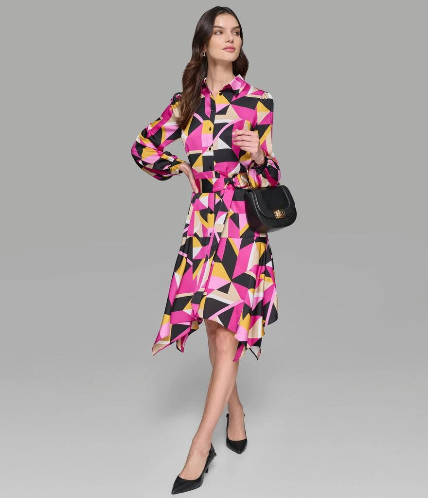 Karl Lagerfeld Paris PRINTED SHIRT DRESS WITH HANKY HEM 6
