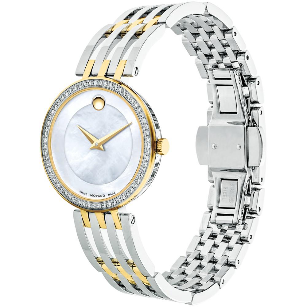 Movado Women's Swiss Esperanza Diamond (1/4 ct. t.w.) Two-Tone PVD Stainless Steel Bracelet Watch 28mm