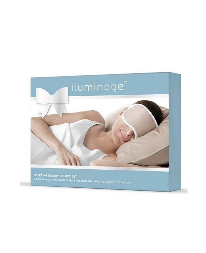 Iluminage Sleeping Beauty Deluxe Set (2 Anti-Aging Copper Pillowcases + 1 Eye Mask)