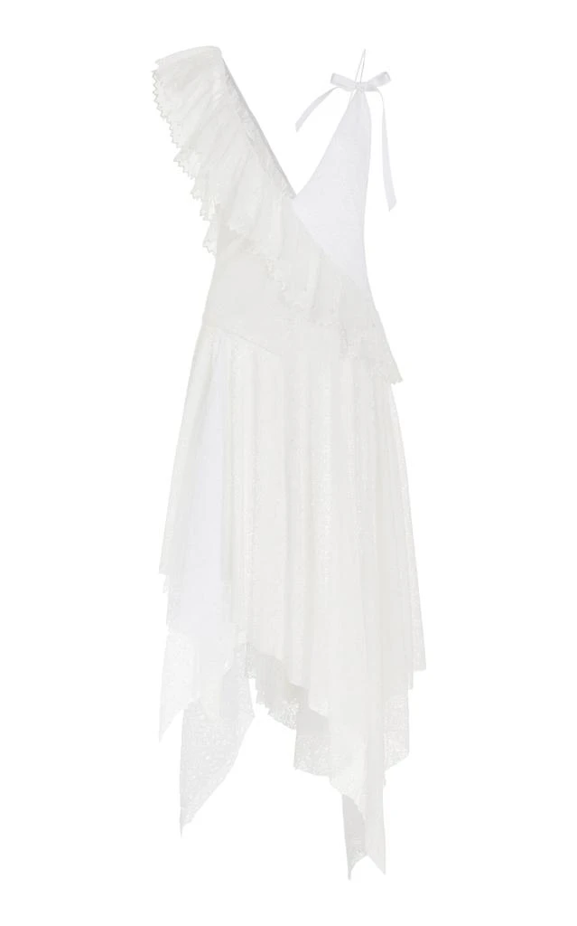 FRANÇOISE FRANÇOISE - Exclusive Carine Asymmetric Ruffled Lace Midi Dress - White - FR 42 - Moda Operandi 1