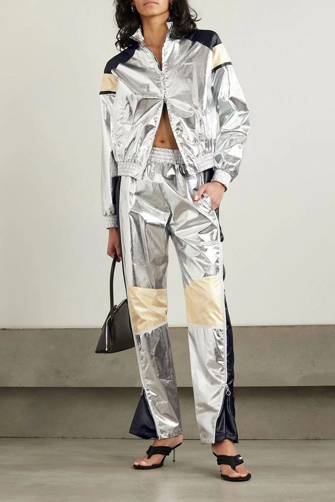 RABANNE Metallic satin-trimmed coated-cotton-blend jacket 2