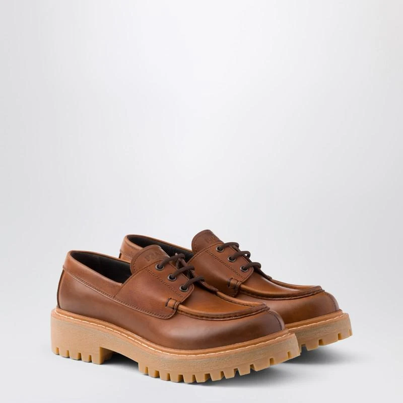 Prada Laced moccasins in cognac leather 2