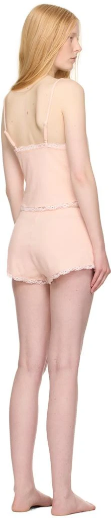 SKIMS Pink Cotton Jersey Lace Cami & Short Set 3