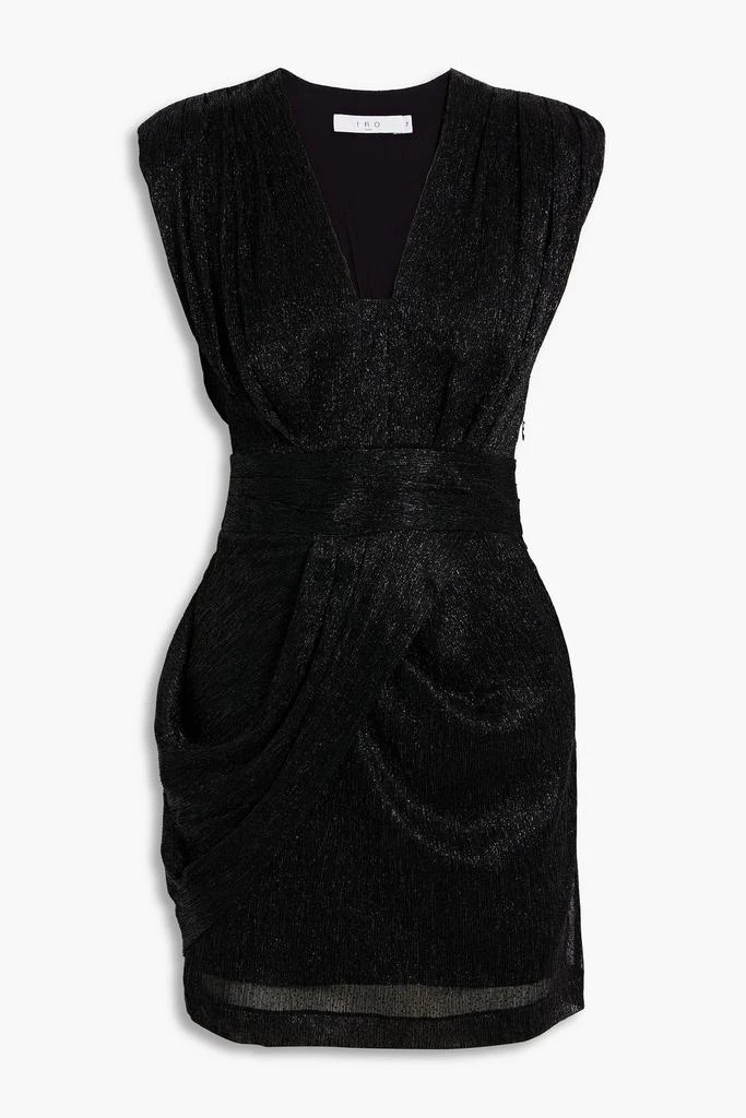 knee length dresses for ladies Gold Foil Print Mini Wrap Dress with Slit