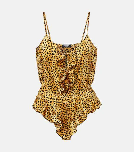 Versace Leopard-print silk satin bodysuit 1