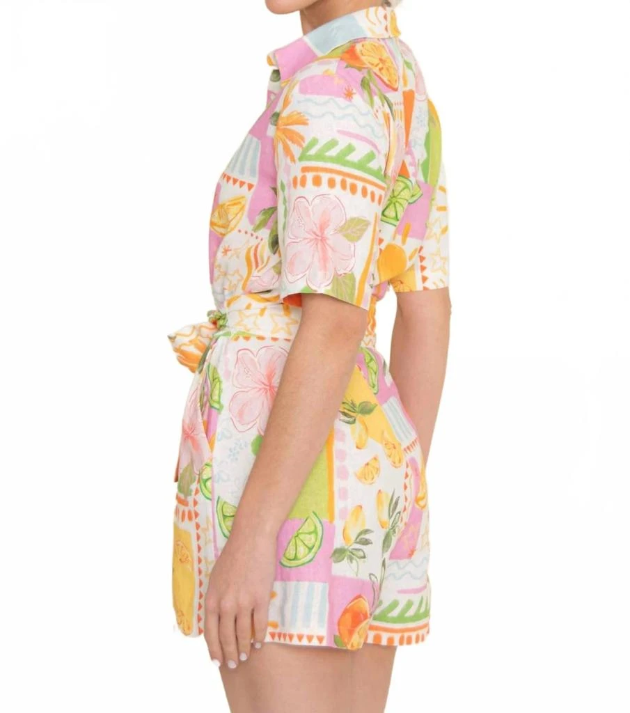 Fore Collection Tropical Citrus Print Romper In Ivory Multi 4