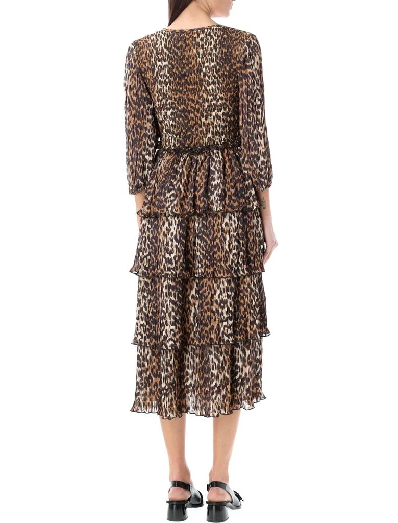 Ganni Pleated Georgette Leopard Midi Dress 2