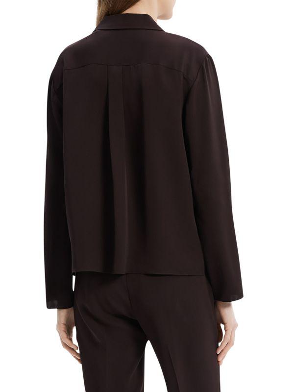 Theory Notch Collar Silk Blouse
