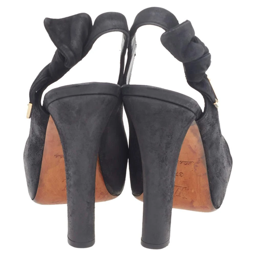 Louis Vuitton Louis Vuitton Black Suede Platform Slingback Sandals Size 37 5