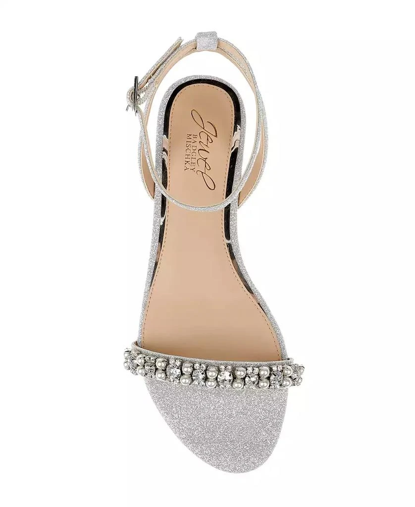Badgley Mischka Women's Daria Rhinestone Embellished Evening Flat Sandals 4