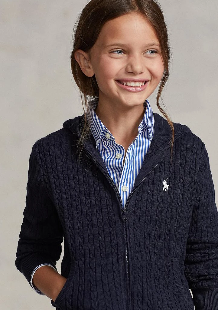 Ralph Lauren Girls 7-16 Mini-Cable Cotton Full-Zip Hoodie 2