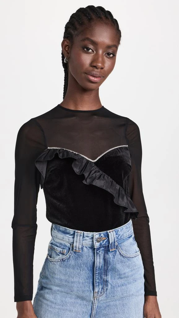 SAYLOR Dascha Velvet and Mesh Top 1