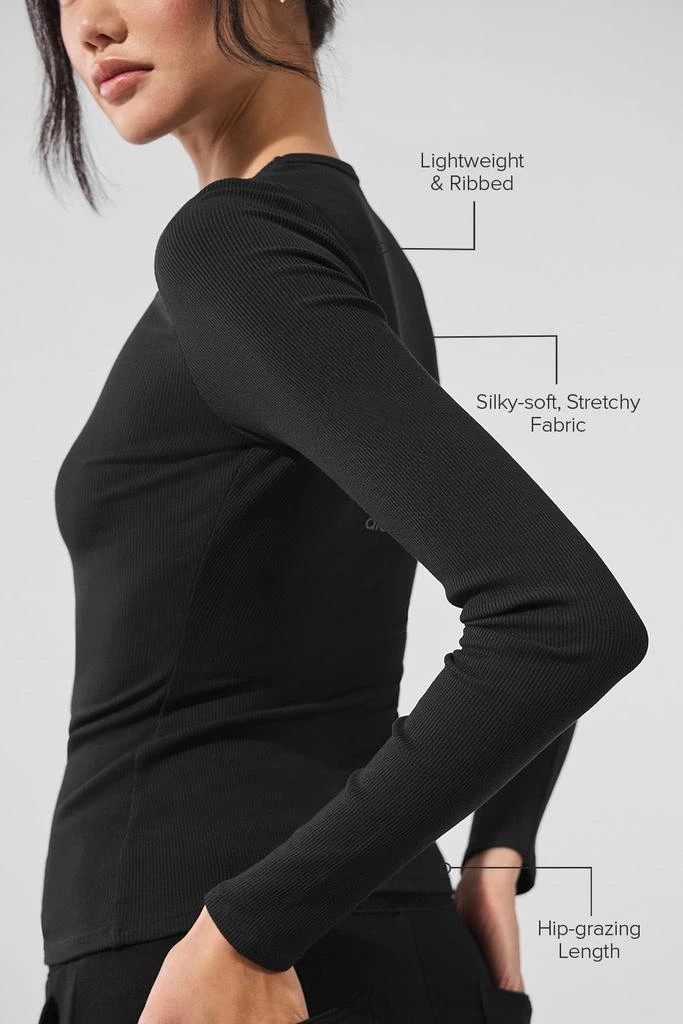 Alo Ribbed Modal Long Sleeve - Black 2