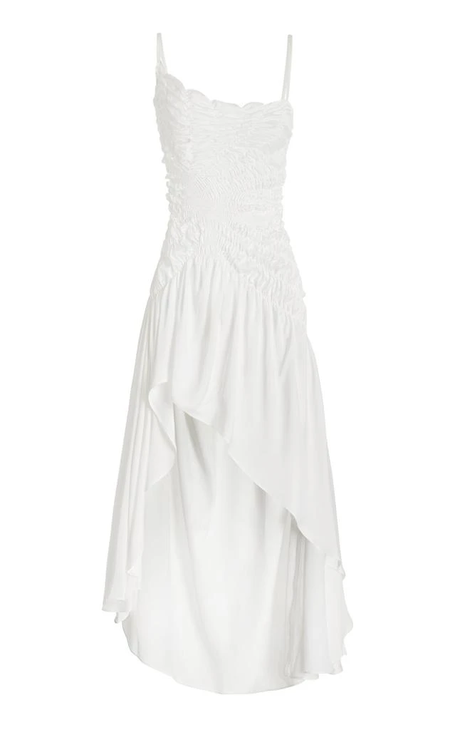 GEORGIA HARDINGE GEORGIA HARDINGE - Exclusive Celestial Shirred-Satin Midi Dress - Ivory - UK 10 - Moda Operandi 1