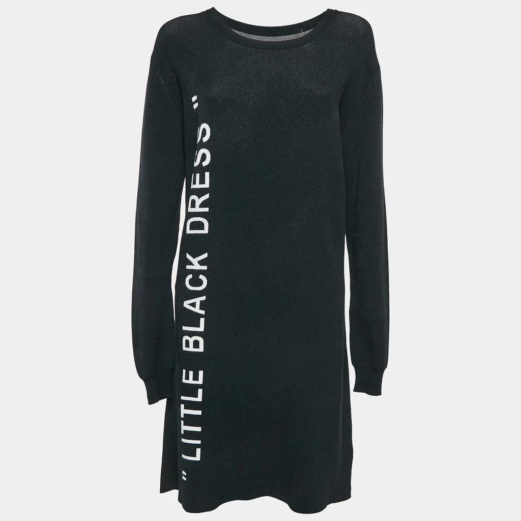 Off-White Off-White Black Stretch Knit Little Black Midi Dress L 1
