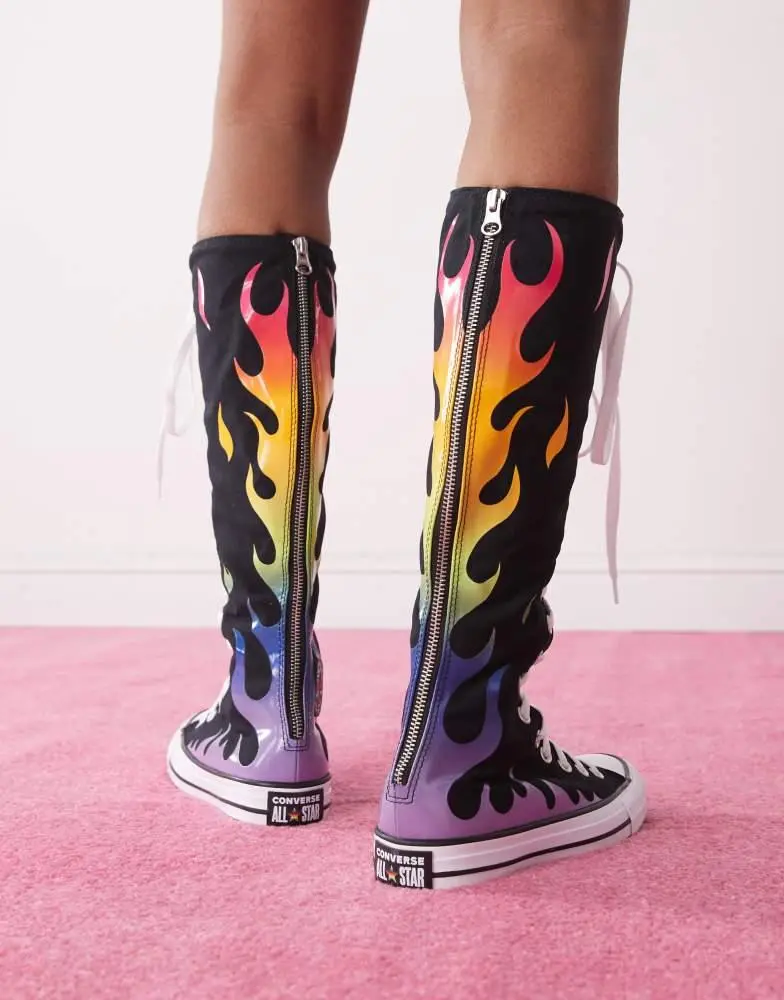 Converse Chuck Taylor Pride All Star Knee Hi trainers in  display picture 2