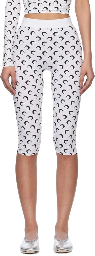 MARINE SERRE SSENSE Exclusive White Recycled Moon Jersey Capri Leggings 1