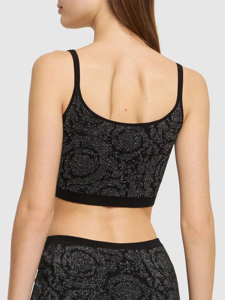 Versace Barocco Embellished Lurex Knit Bra Top 2
