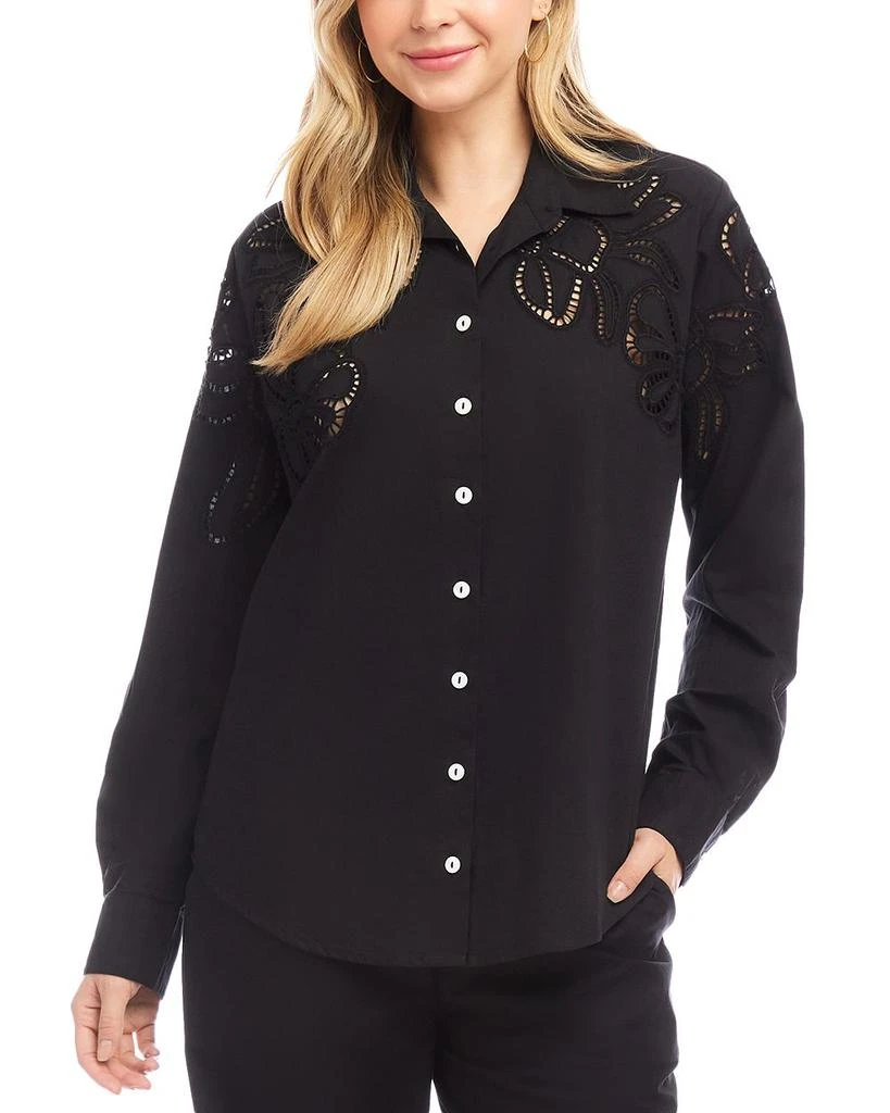 Karen Kane Long Sleeve Cutout Embroidery Shirt 1