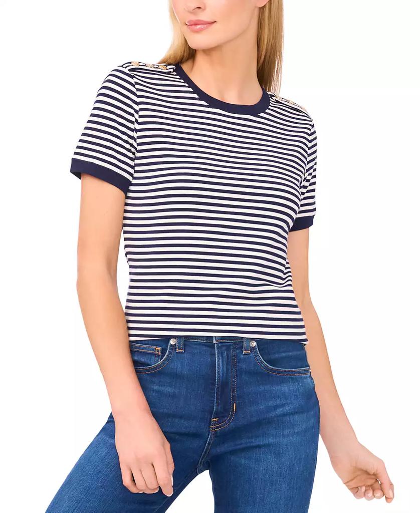 CeCe Women's Striped Ringer Baby T-Shirt