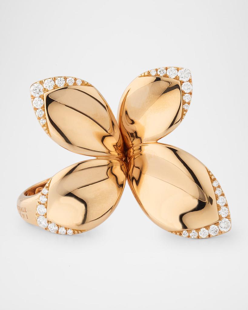 Pasquale Bruni Giardini Segreti 18K Red Gold Flower Ring with Diamond Petals