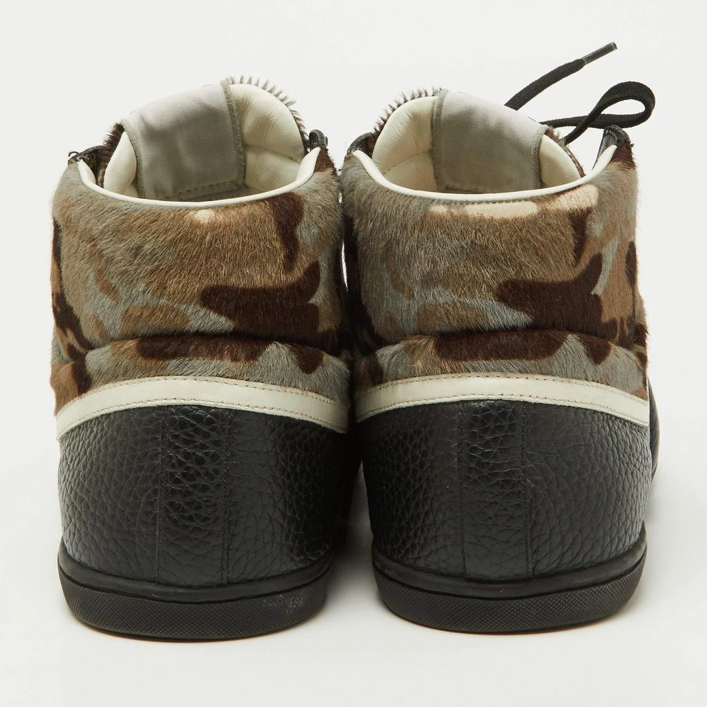Louis Vuitton Louis Vuitton Black Leather and Calfhair Trainer High Top Sneakers Size 43 5