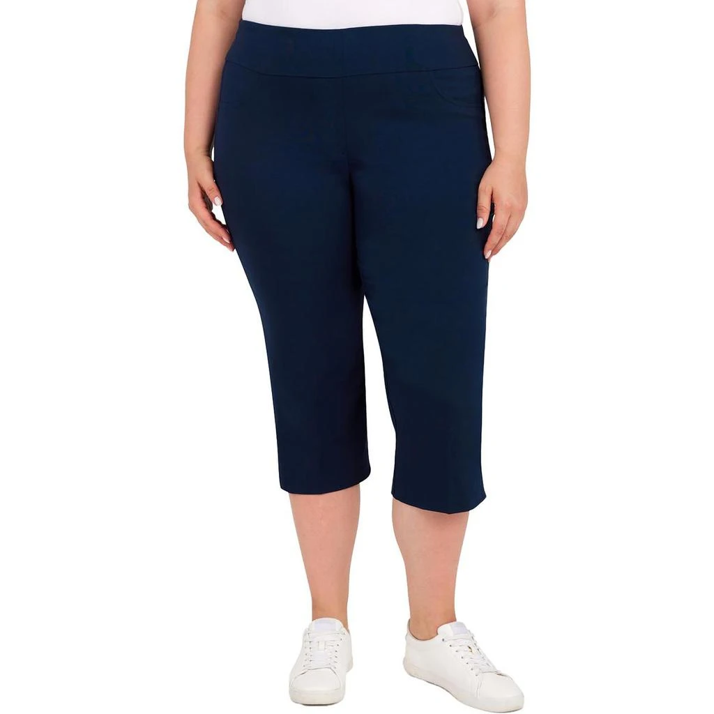 Hearts of Palm Plus Womens Solid Pull On Capri Pants 3