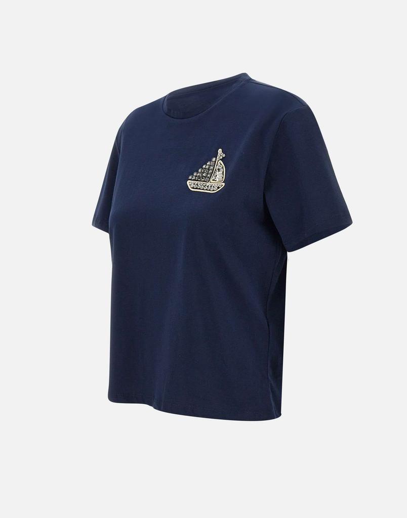 LIU •JO Cotton T-shirt with embroidery and rhinestones