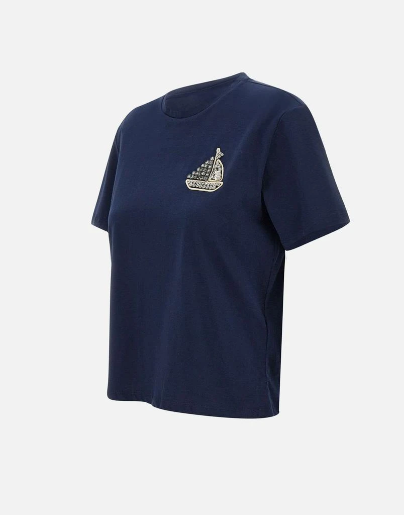 LIU •JO Cotton T-shirt with embroidery and rhinestones 2