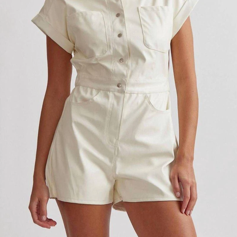 entro It's You & Me Leather Romper In White 1