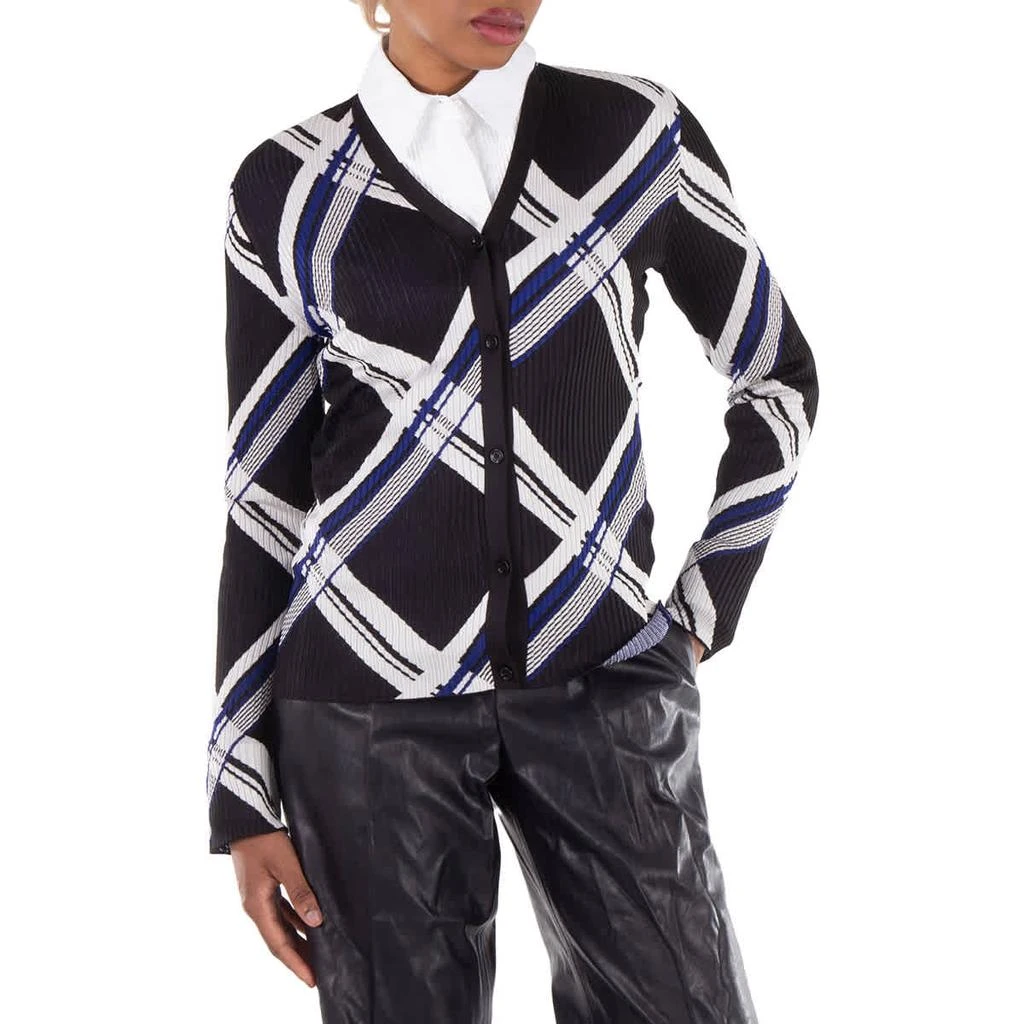 Burberry Check-Jacquard V-Neck Silk Cardigan 1