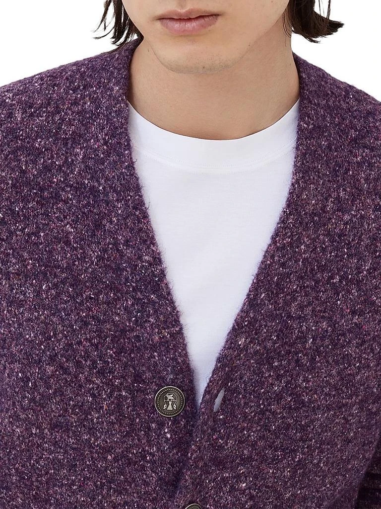 Brunello Cucinelli Flecked Alpaca, Wool, Silk and Cotton Cardigan with Metal Buttons 4