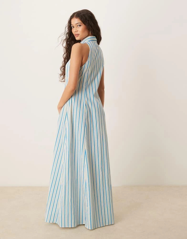 pink maxi floral dress Strapless pink maxi dress with blue-flowered pattern, Glow-Up XXS / 0 / Pink-Blue