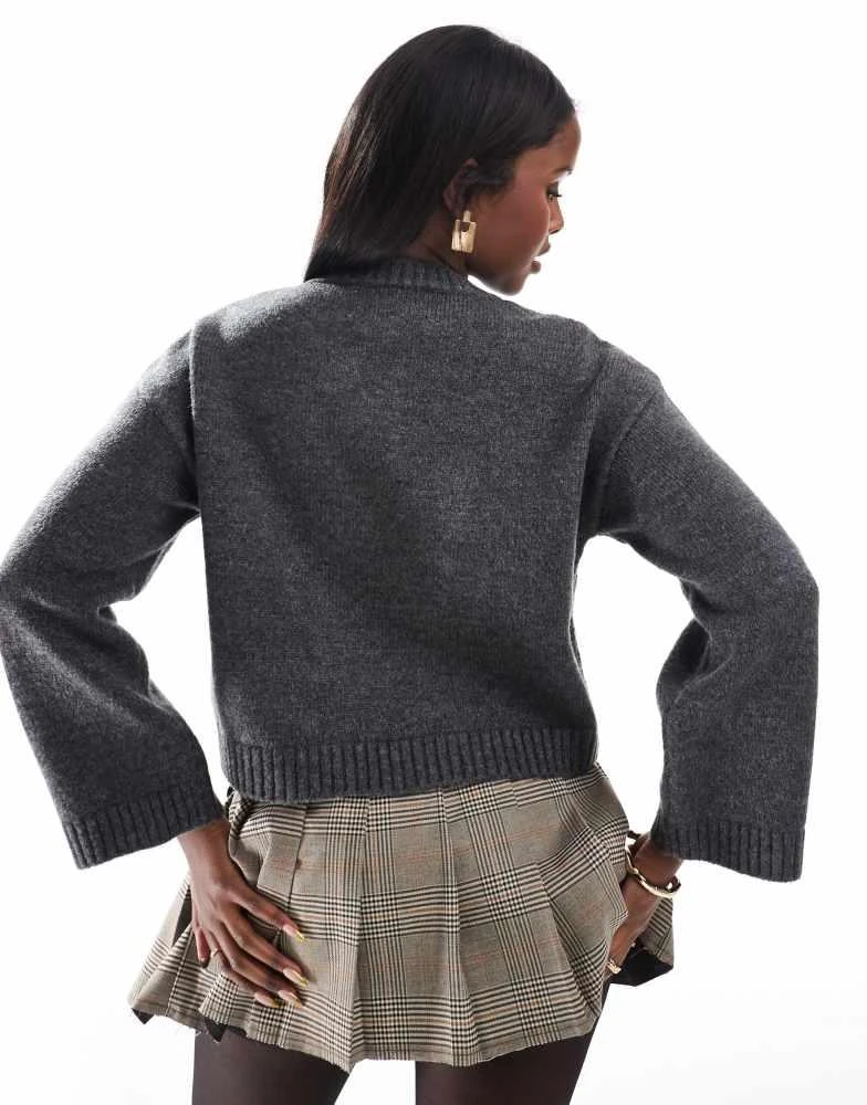 ASOS ASOS DESIGN knitted hot girls read slogan jumper in charcoal 3