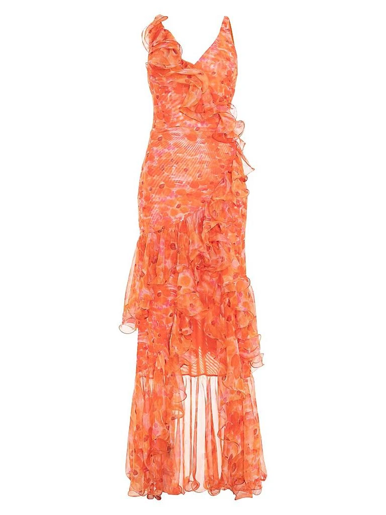 PatBO Myosotis Floral Chiffon & Tulle Ruffle Gown 1