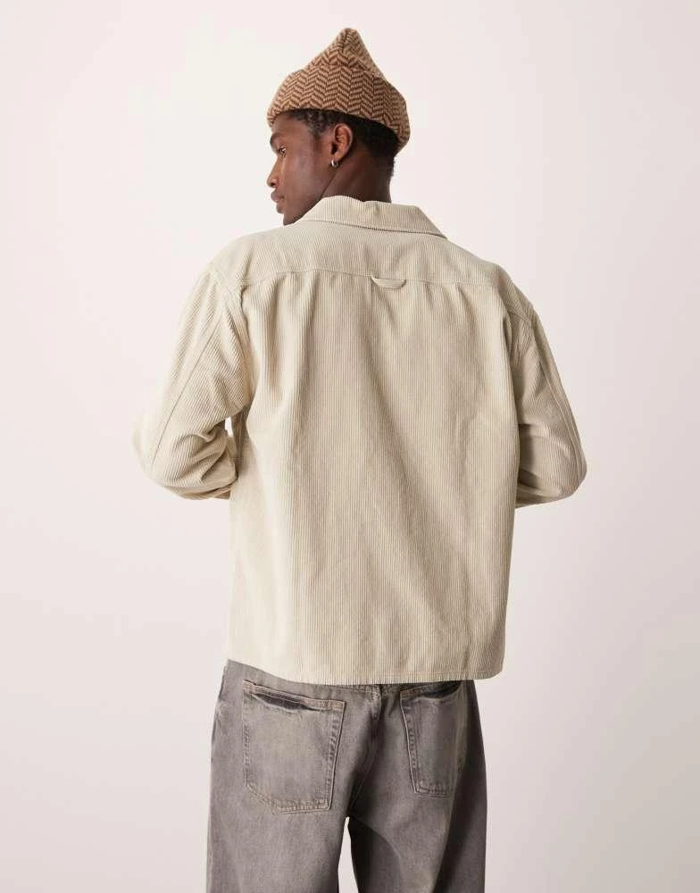 Abercrombie & Fitch Abercrombie & Fitch cord shirt jacket in light grey 3