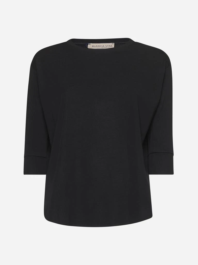 BLANCA VITA Black jersey Tandria T-shirt 1