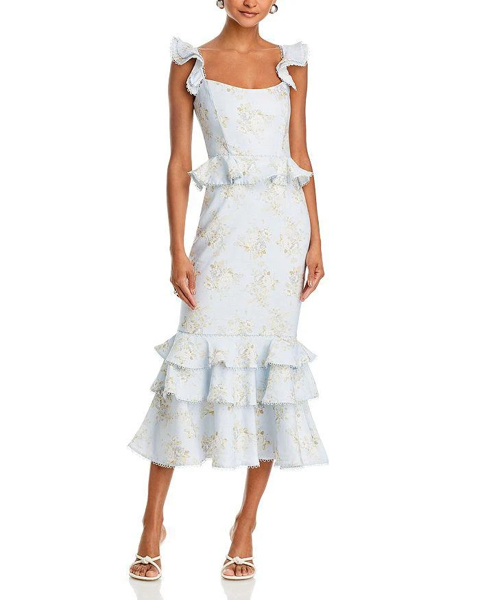 Violet Floral Print Ruffle Midi Dress  On Sale Now with Up to 60% Off |  Discover Exclusive Deals & Savings at BeyondStyle  Authentic V. Chapman  dress|women with Limited-Time Discounts, Free