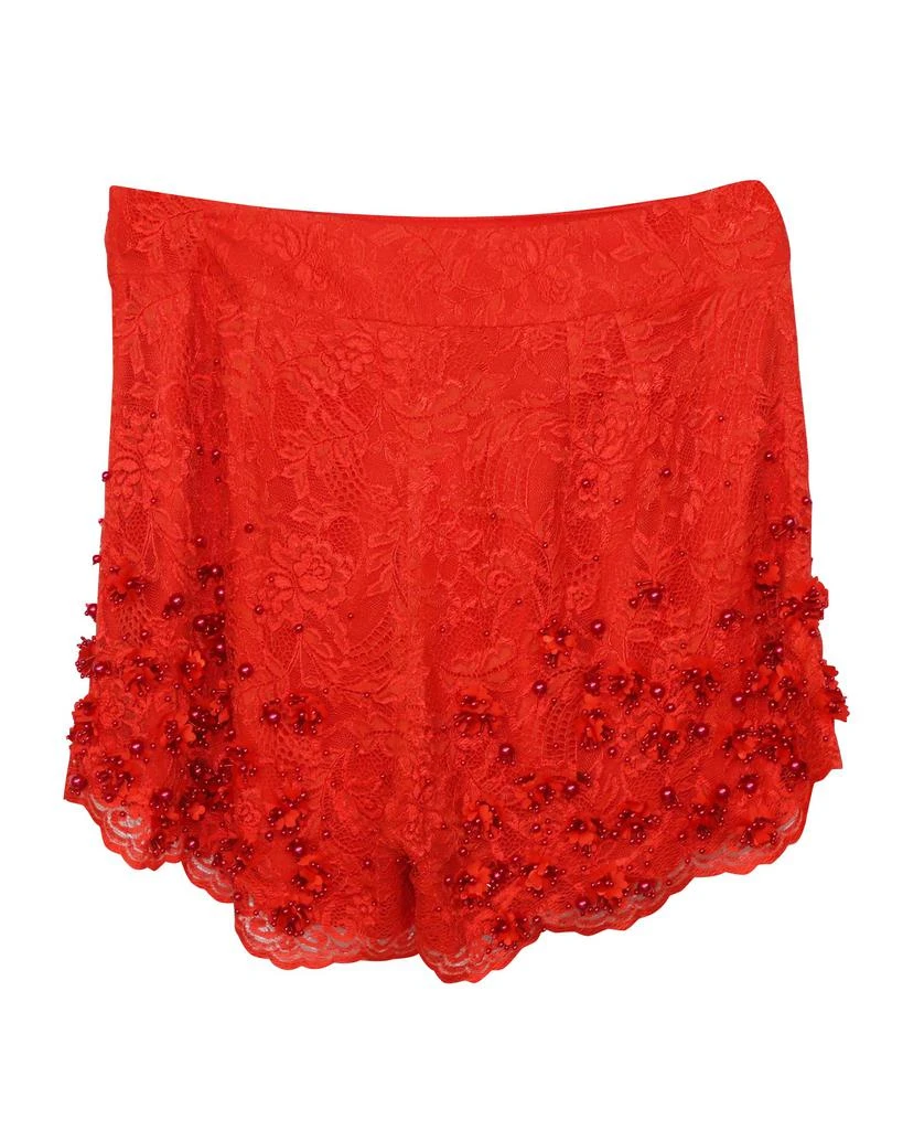 Jenny Packham Embellished Shorts in Red Lace 1