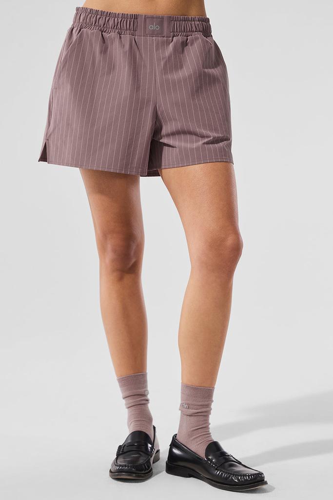 Alo Pinstripe Daylight Boxer Short - Mushroom/Ivory