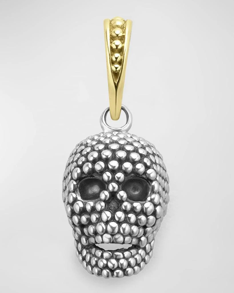 LAGOS Men
s Sterling Silver and 18K Gold Anthem Caviar Skull Pendant, 15x8mm