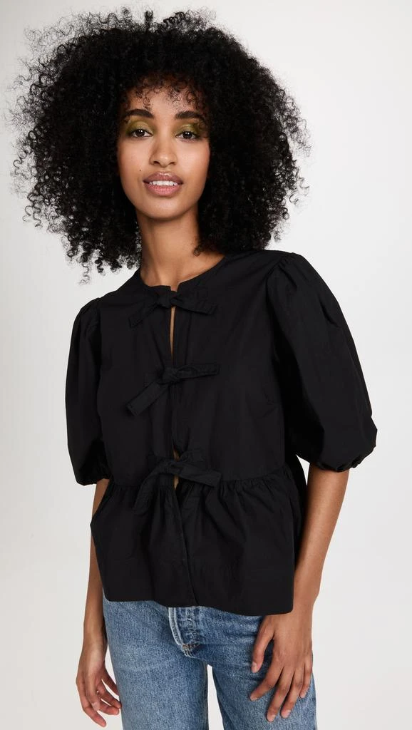 Ganni Cotton Poplin Peplum Blouse 6
