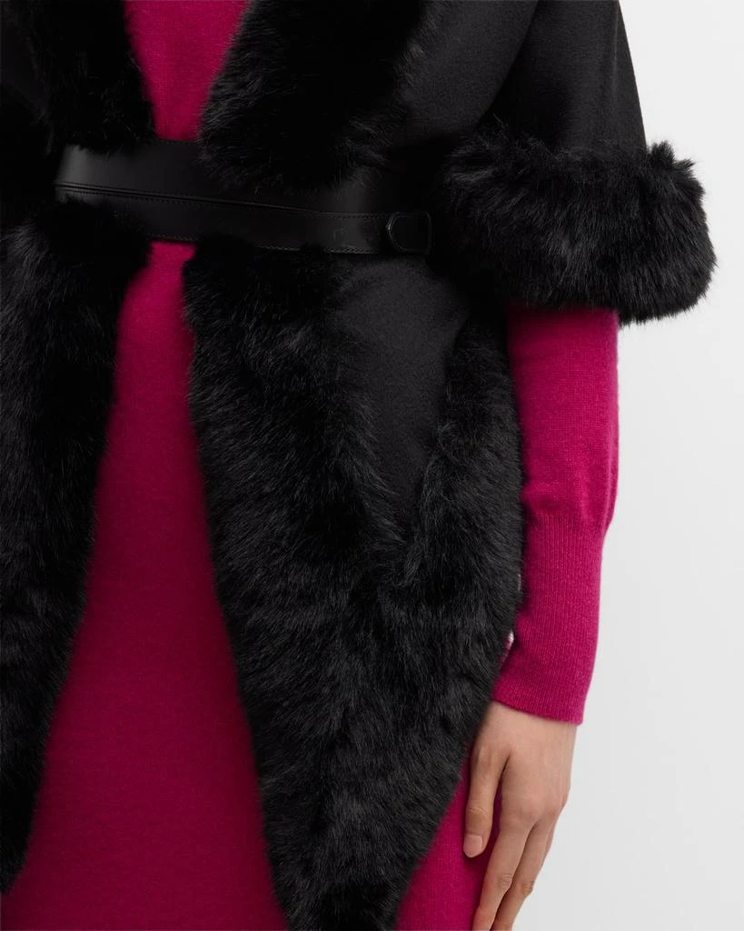 Sofia Cashmere Cashmere Faux Fur Trimmed Diamond Wrap 7